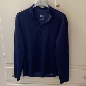 REI Men’s Navy Blue Half Zip Long Sleeve Fleece Sweatshirt Base Layer Size M